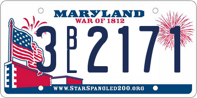 MD license plate 3BL2171