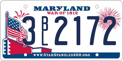 MD license plate 3BL2172