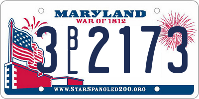 MD license plate 3BL2173