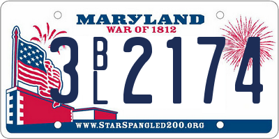 MD license plate 3BL2174