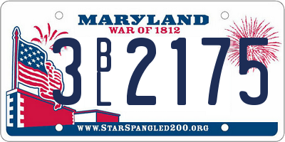MD license plate 3BL2175