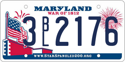 MD license plate 3BL2176