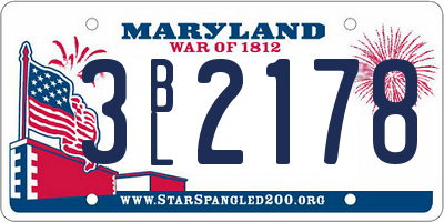 MD license plate 3BL2178