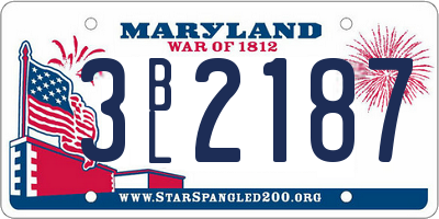 MD license plate 3BL2187