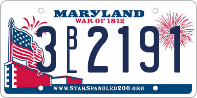 MD license plate 3BL2191