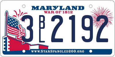 MD license plate 3BL2192
