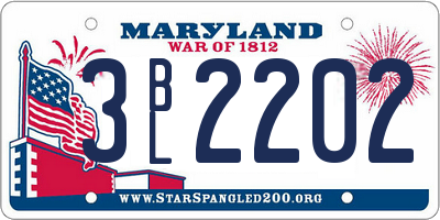 MD license plate 3BL2202