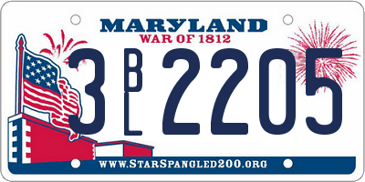 MD license plate 3BL2205