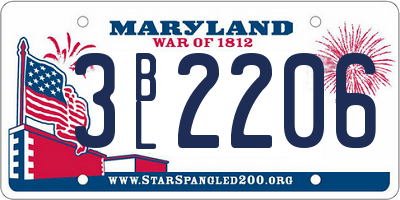 MD license plate 3BL2206