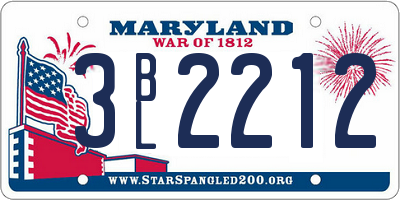 MD license plate 3BL2212