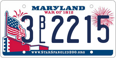 MD license plate 3BL2215