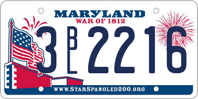 MD license plate 3BL2216