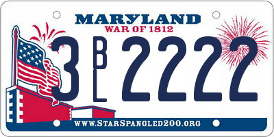 MD license plate 3BL2222