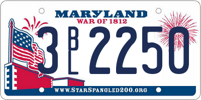 MD license plate 3BL2250