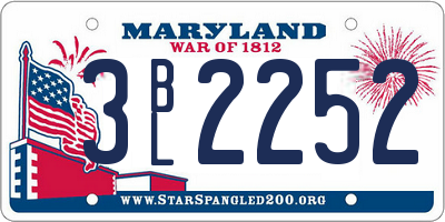 MD license plate 3BL2252