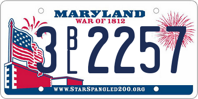 MD license plate 3BL2257