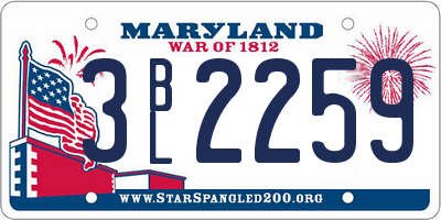 MD license plate 3BL2259
