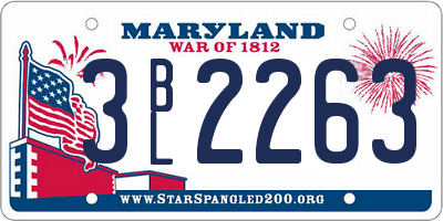 MD license plate 3BL2263