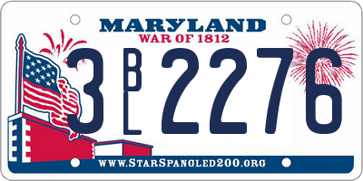 MD license plate 3BL2276