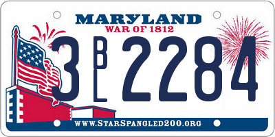 MD license plate 3BL2284
