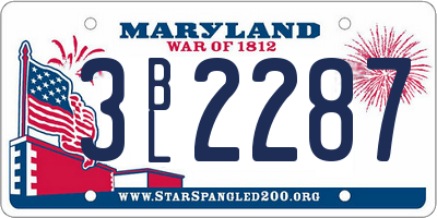 MD license plate 3BL2287