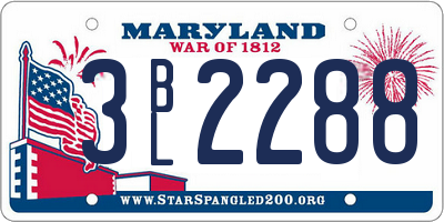 MD license plate 3BL2288