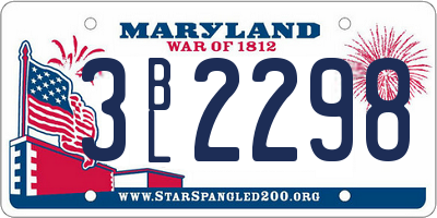 MD license plate 3BL2298