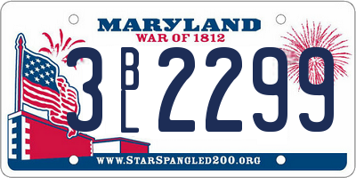 MD license plate 3BL2299