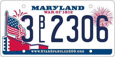 MD license plate 3BL2306