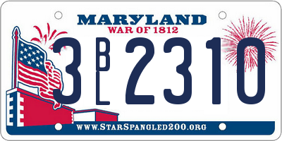 MD license plate 3BL2310