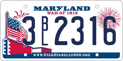 MD license plate 3BL2316