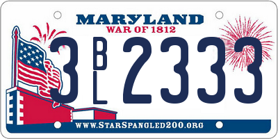 MD license plate 3BL2333