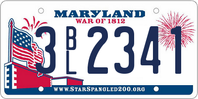 MD license plate 3BL2341