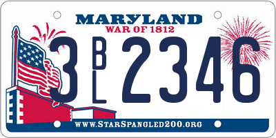 MD license plate 3BL2346