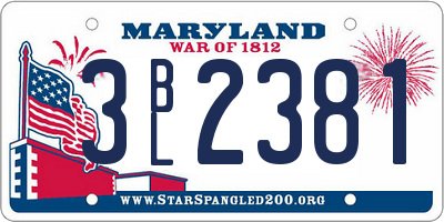 MD license plate 3BL2381