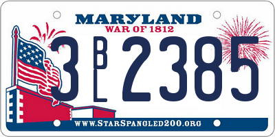 MD license plate 3BL2385