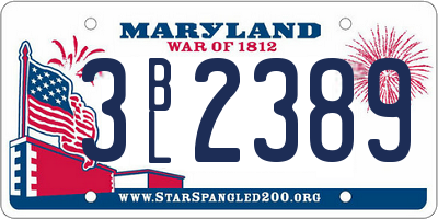 MD license plate 3BL2389