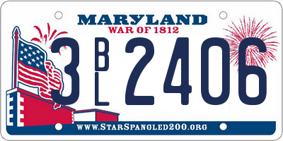 MD license plate 3BL2406