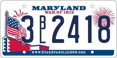 MD license plate 3BL2418