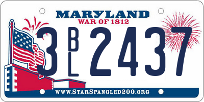 MD license plate 3BL2437
