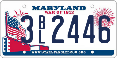 MD license plate 3BL2446