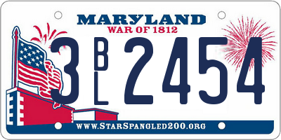 MD license plate 3BL2454
