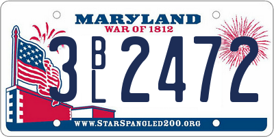 MD license plate 3BL2472