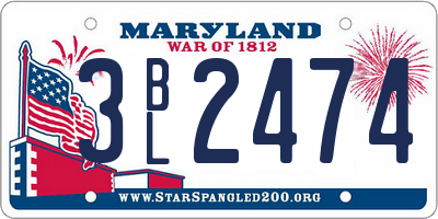 MD license plate 3BL2474