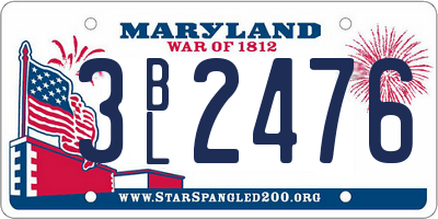 MD license plate 3BL2476