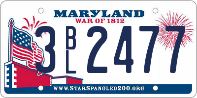 MD license plate 3BL2477
