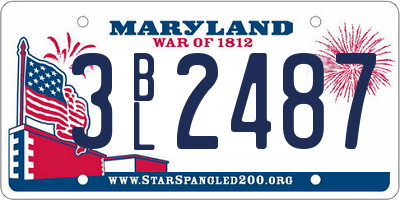 MD license plate 3BL2487