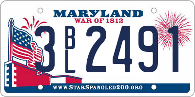 MD license plate 3BL2491