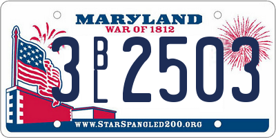 MD license plate 3BL2503