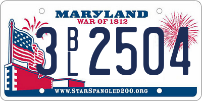 MD license plate 3BL2504